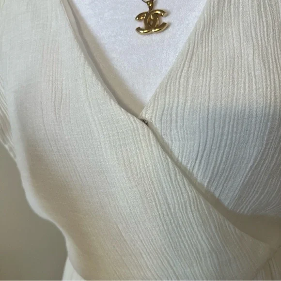 LUSH midi ruffle off white dress size S - Picture 10 of 14